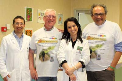 Carlo with psychologist Ivan Parla, oncologist Anna Maria Di Giacomo and Professor Michele Maio